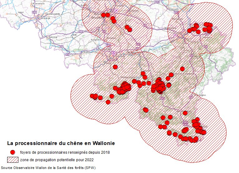 carte localisation chenille processionnaire
